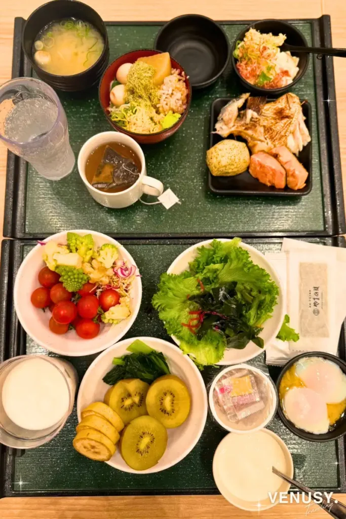 My full Japanese breakfast selection at the Unazuki Yamanoha buffet